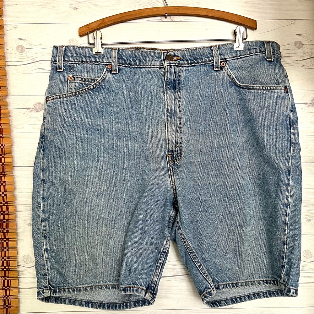 Vintage Levis 550 Denim Shorts Mens Sz 42 Relaxed Fit Orange Tab Blue Jeans